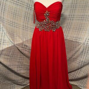 Strapless Red Prom Dress